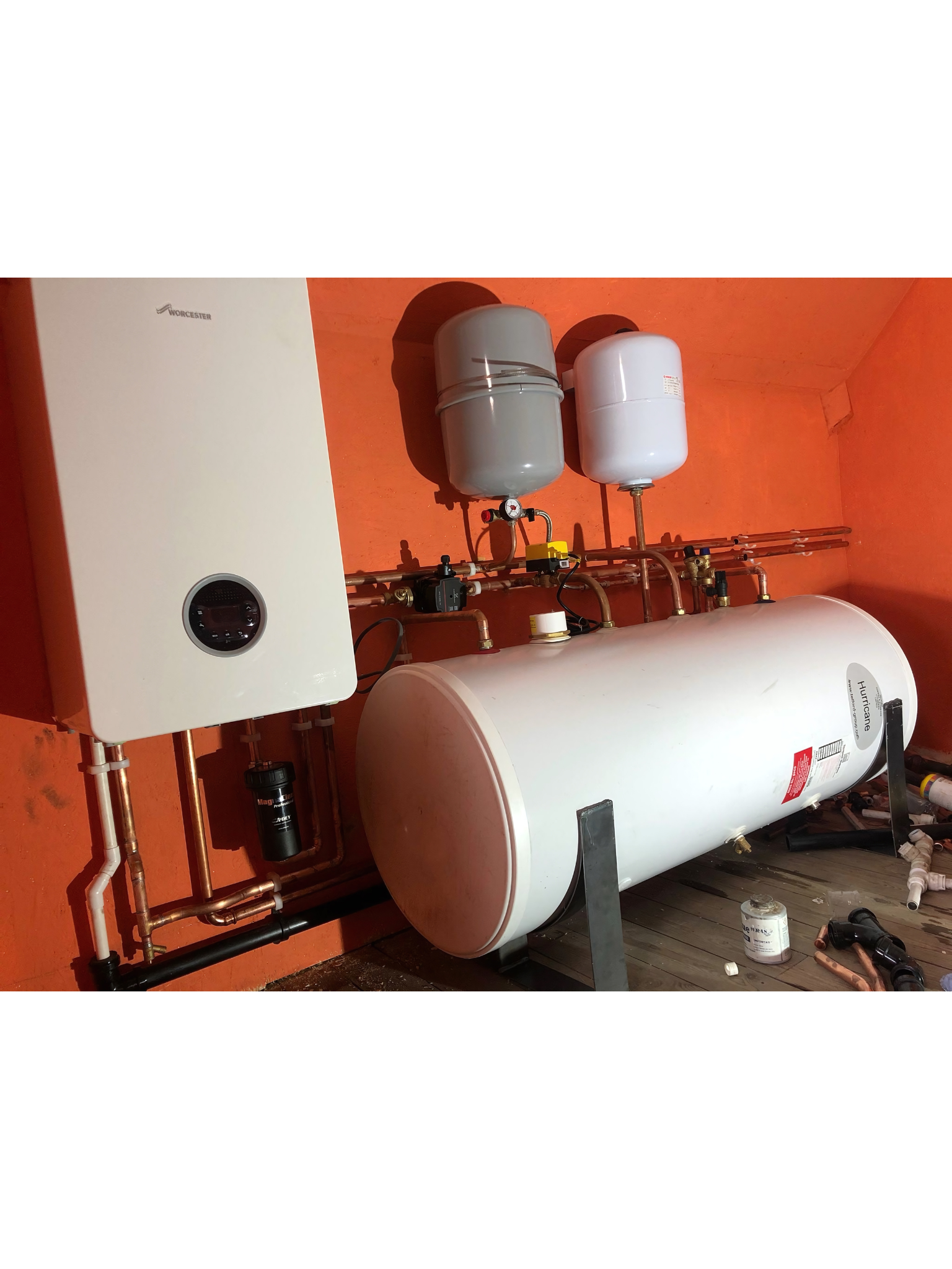 Compact boiler installation in a utility space